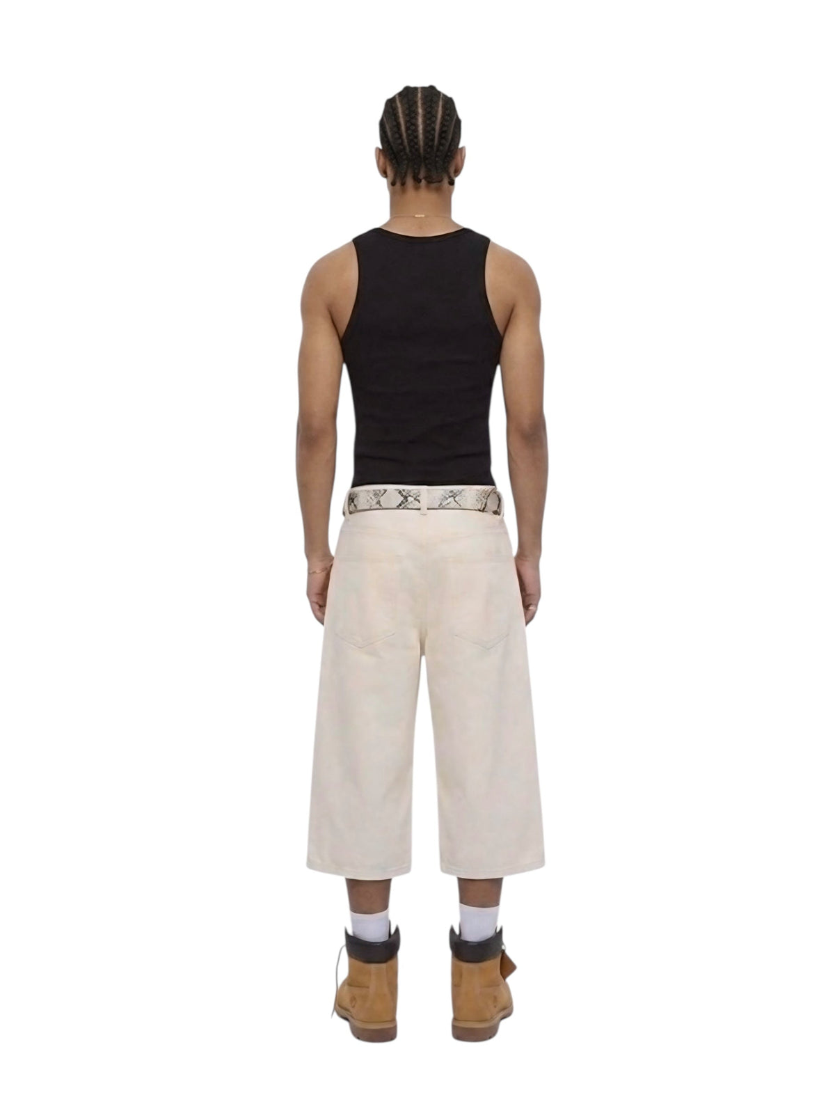 Krepking - Wide Leg Denim Shorts in Ecru