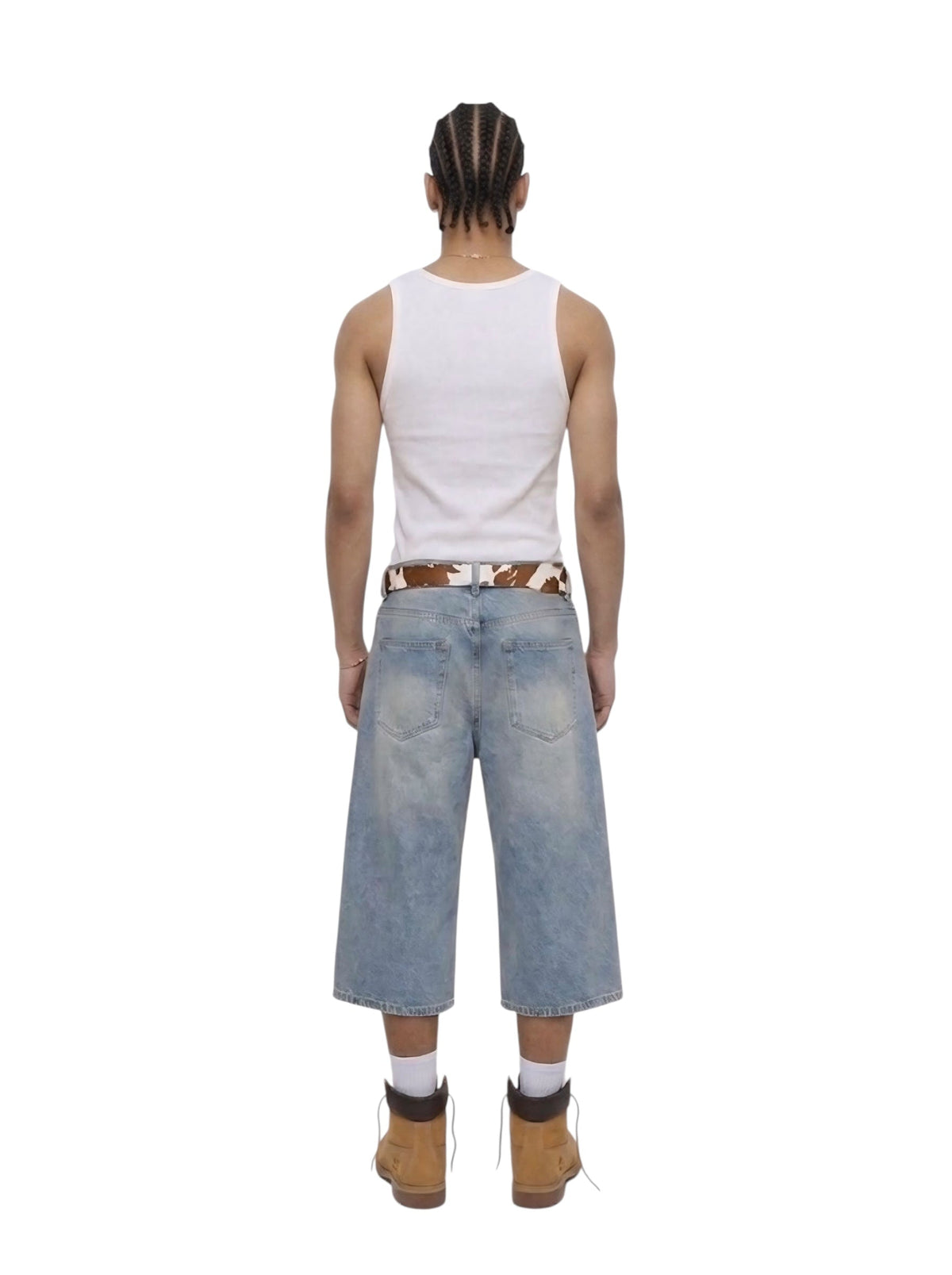 Krepking - Oversized Wide Leg Denim Shorts in Antique Blue
