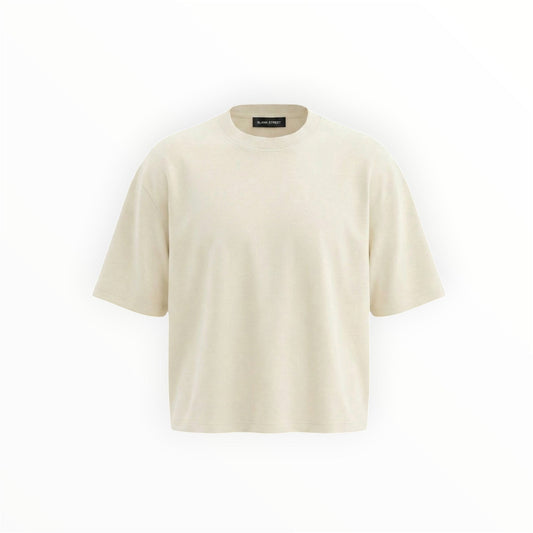 Krepking - Heavyweight Cropped Boxy Tee in Ecru