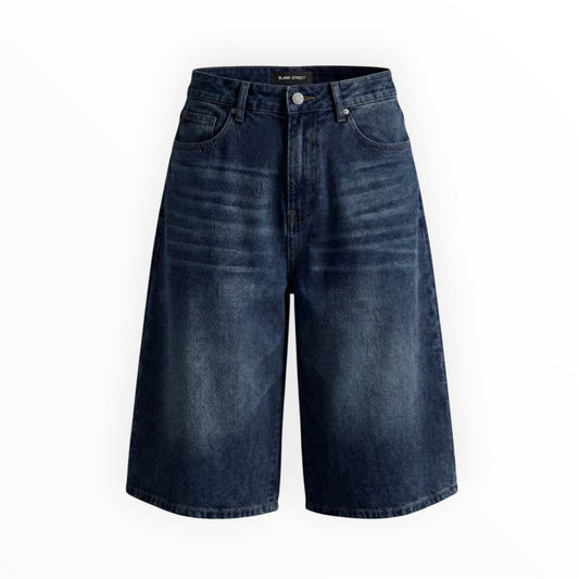 Krepking - Wide Leg Denim Shorts in Vintage Indigo