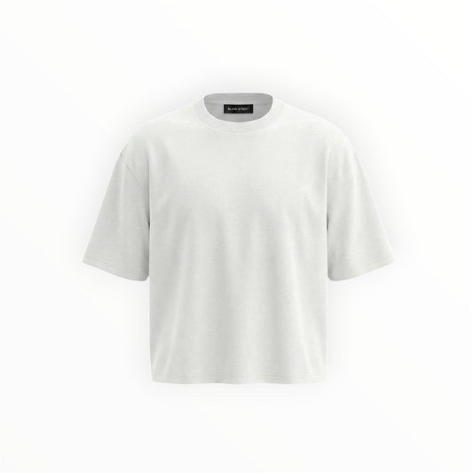 Krepking - Pure White Heavyweight Cropped Boxy Tee