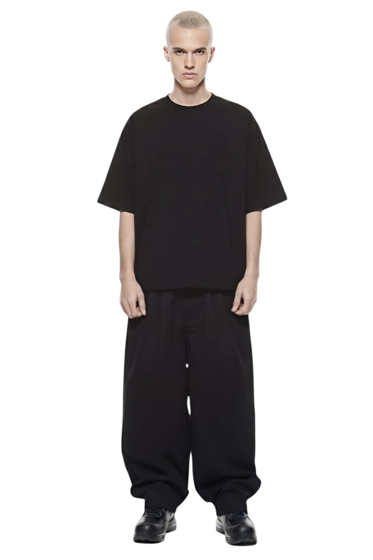 Krepking - Heavyweight Cropped Boxy Tee in Black