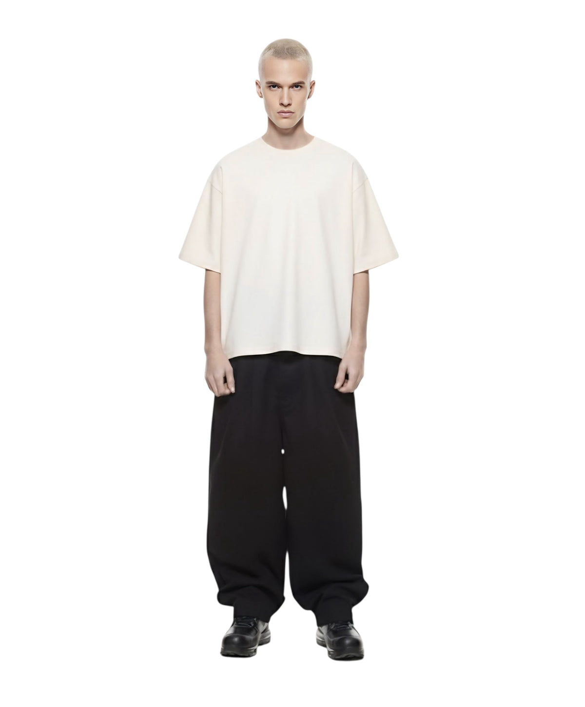 Krepking - Heavyweight Cropped Boxy Tee in Ecru