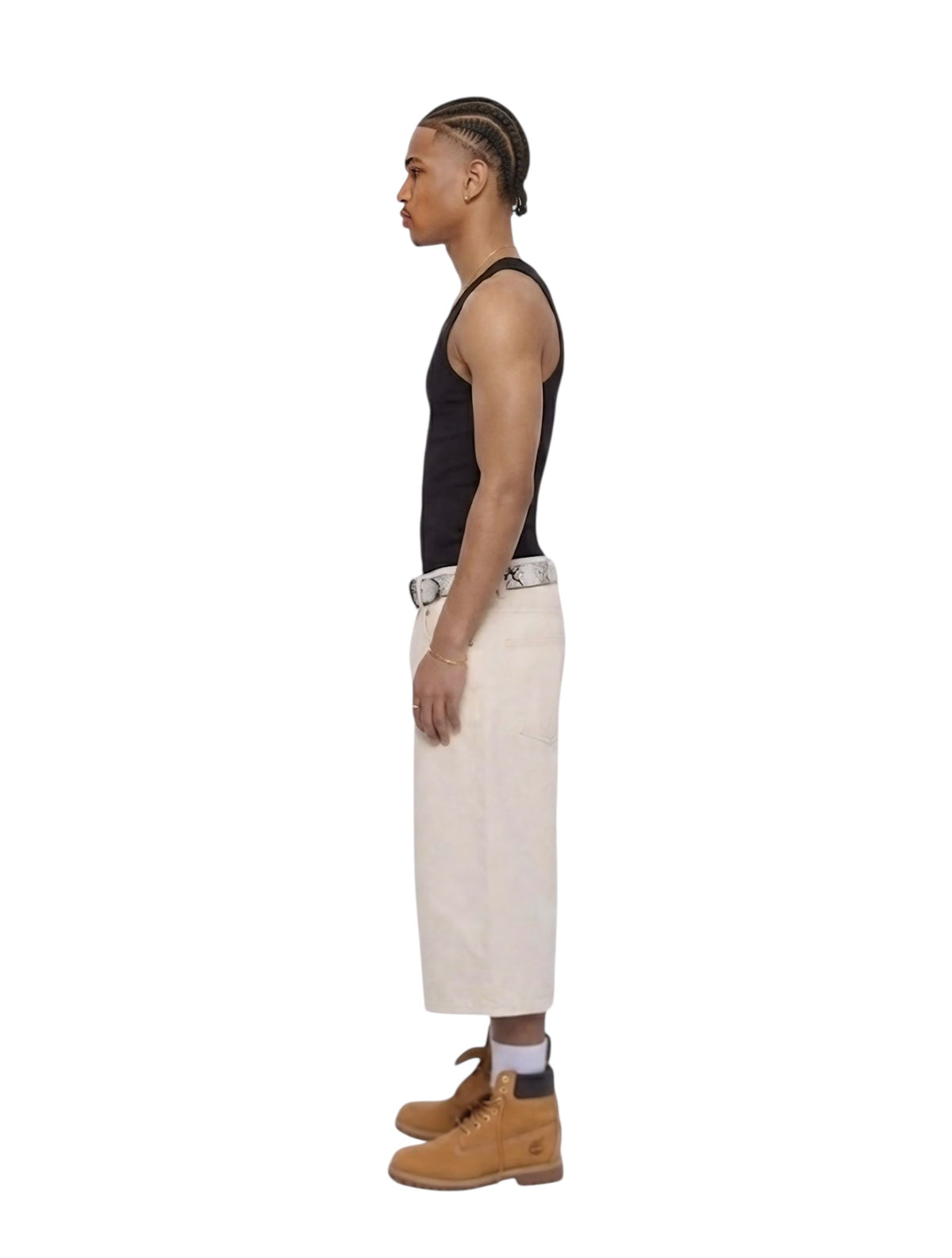 Krepking - Wide Leg Denim Shorts in Ecru
