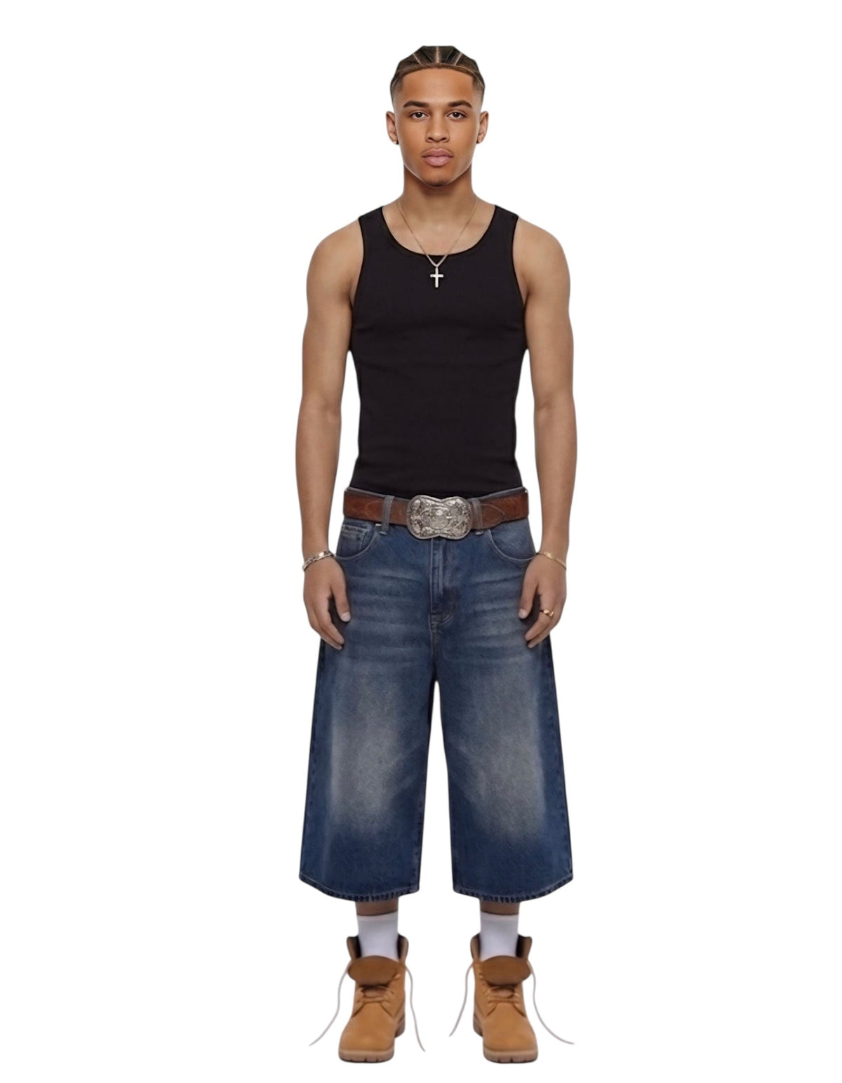 Krepking - Wide Leg Denim Shorts in Vintage Indigo