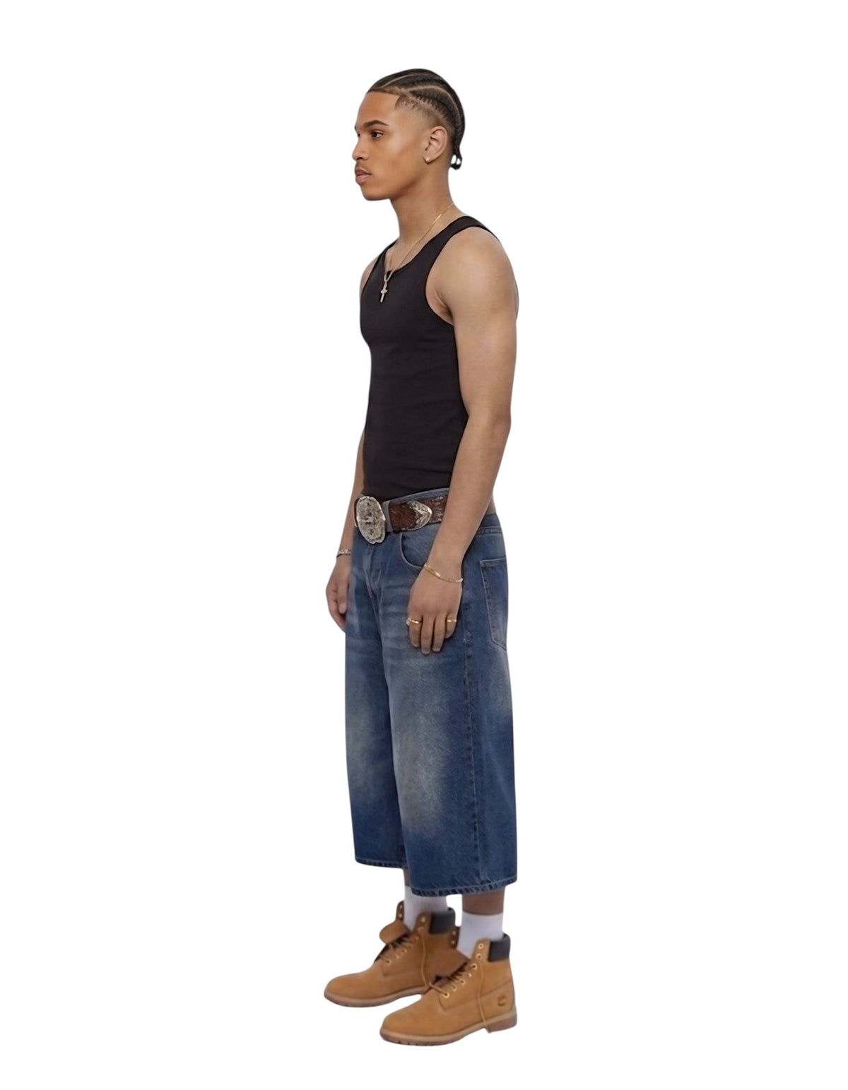 Krepking - Wide Leg Denim Shorts in Vintage Indigo